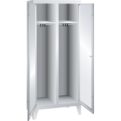 LISTA - Armoire-vestiaire (LxPxH) 800x500x1850mm 2 compartiments avec pieds, porte lisse, KEY Lock Gris clair RAL 7035
