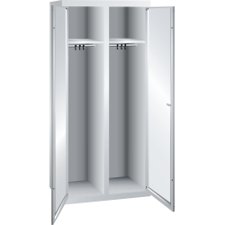 LISTA - Armoire-vestiaire (LxPxH) 800x500x1700mm 2 compartiments sans infrastructure, porte perforée, KEY Lock Gris clair RAL 7035