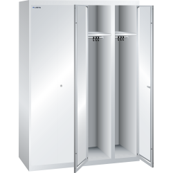 LISTA - Armoire-vestiaire (LxPxH) 1200x500x1700mm 4 compartiments sans infrastructure, porte perforée, KEY Lock Gris clair RAL 7035