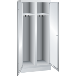 LISTA - Armoire-vestiaire (LxPxH) 800x500x1800mm 2 compartiments avec socle, porte perforée, KEY Lock Gris clair RAL 7035