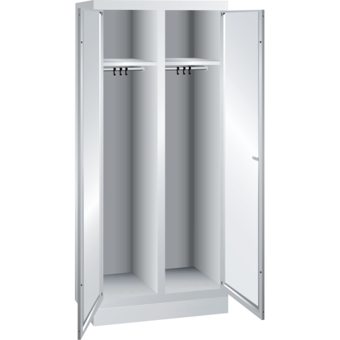 LISTA - Armoire-vestiaire (LxPxH) 800x500x1800mm 2 compartiments avec socle, porte perforée, KEY Lock Gris clair RAL 7035