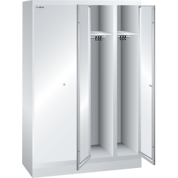 LISTA - Armoire-vestiaire (LxPxH) 1200x500x1800mm 4 compartiments avec socle, porte perforée, KEY Lock Gris clair RAL 7035