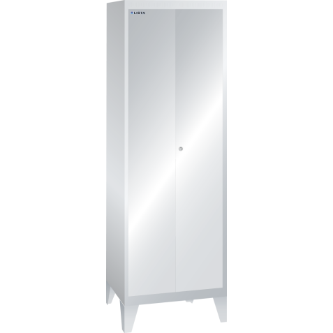 LISTA - Armoire-vestiaire (LxPxH) 600x500x1850mm 2 compartiments avec pieds, porte perforée, KEY Lock Gris clair RAL 7035