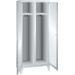 LISTA - Armoire-vestiaire (LxPxH) 800x500x1850mm 2 compartiments avec pieds, porte perforée, KEY Lock Gris clair RAL 7035