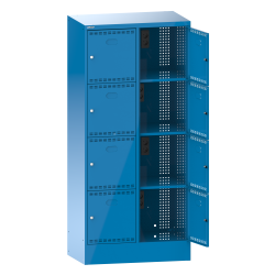 LISTA - Armoire de charge de batterie avec casiers (LxPxH) 810x585x1795mm 2x4 casiers Type F 2x230V KEY Lock Bleu clair RAL 5012