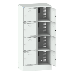 LISTA - Armoire de charge de batterie avec casiers (LxPxH) 810x585x1795mm 2x4 casiers Type F 2x230V KEY Lock Gris clair RAL 7035