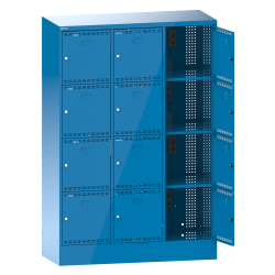 LISTA - Armoire de charge de batterie avec casiers (LxPxH) 1205x585x1795mm 3x4 casiers Type F 2x230V KEY Lock Bleu clair RAL 5012