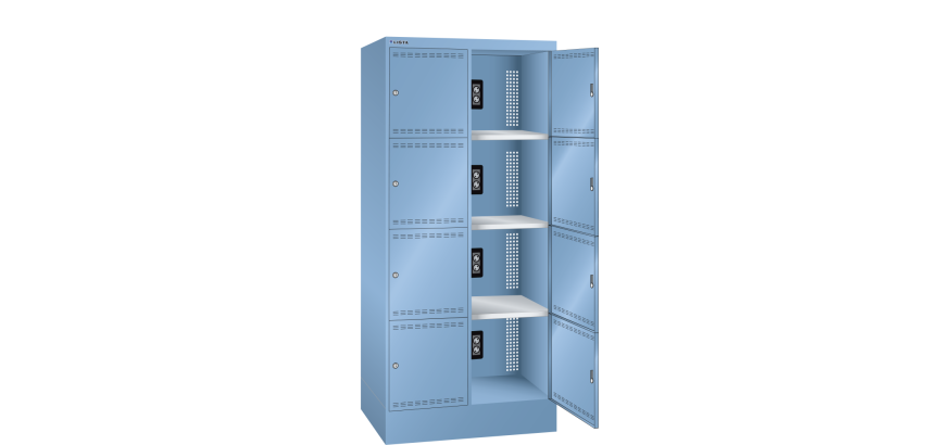 Lista - Armoire à casier avec prises électriques - H 179,5 x L 81 x P 58,5 cm - 8 cases