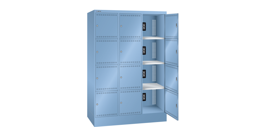Lista - Armoire à casier avec prises électriques - H 179,5 x L 120,5 x P 58,5 cm - 12 cases