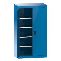 LISTA - Armoire à charges lourdes avec portes battantes en tôle pleine 54x27E (LxPxH) 1100x641x1950mm 4 rayons KEY Lock Bleu clair RAL 5012