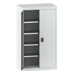 LISTA - Armoire à charges lourdes avec portes battantes en tôle pleine 54x27E (LxPxH) 1100x641x1950mm 4 rayons KEY Lock Gris clair RAL 7035