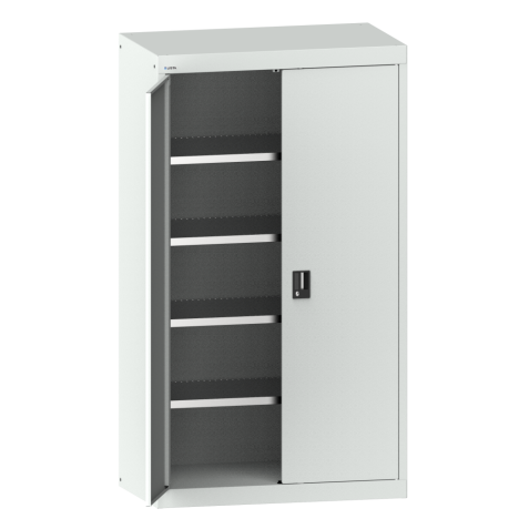 LISTA - Armoire à charges lourdes avec portes battantes en tôle pleine 54x27E (LxPxH) 1100x641x1950mm 4 rayons KEY Lock Gris clair RAL 7035