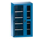 Armoire à charges lourdes avec portes battantes à fenêtre transparente Lista H 195 x L 110 X 64,1 cm 4 étagères amovibles Key Lock