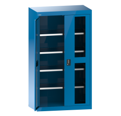 Armoire à charges lourdes avec portes battantes à fenêtre transparente Lista H 195 x L 110 X 64,1 cm 4 étagères amovibles Key Lock