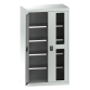 LISTA - Armoire à charges lourdes avec portes battantes à fenêtre transparente 54x27E (LxPxH) 1100x641x1950mm 4 rayons KEY Lock Gris clair RAL 7035