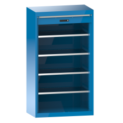 LISTA - Armoire à charges lourdes avec volet roulant 54x27E (LxPxH) 1100x641x1950mm 4 rayons KEY Lock Bleu clair RAL 5012