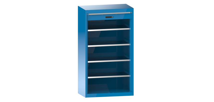 Armoire à charges lourdes avec rideau Lista H 195 x L 1110 x P 64,1 cm 4 étagères amovibles Key Lock
