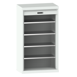 LISTA - Armoire à charges lourdes avec volet roulant 54x27E (LxPxH) 1100x641x1950mm 4 rayons KEY Lock Gris clair RAL 7035