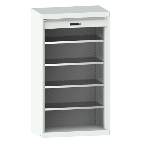 LISTA - Armoire à charges lourdes avec volet roulant 54x27E (LxPxH) 1100x641x1950mm 4 rayons KEY Lock Gris clair RAL 7035