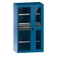 LISTA - Armoire à charges lourdes avec portes battantes à fenêtre transparente 54x27E (LxPxH) 1100x641x1950mm 3 rayons, 2 tiroirs KEY Lock Bleu clair RAL 5012