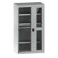 LISTA - Armoire à charges lourdes avec portes battantes à fenêtre transparente 54x27E (LxPxH) 1100x641x1950mm 3 rayons, 2 tiroirs KEY Lock Gris clair RAL 7035
