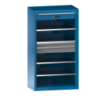 Armoire à charges lourdes avec rideau Lista H 195 x L 1110 x P 64,1 cm 4 étagères, 2 tiroirs Key Lock