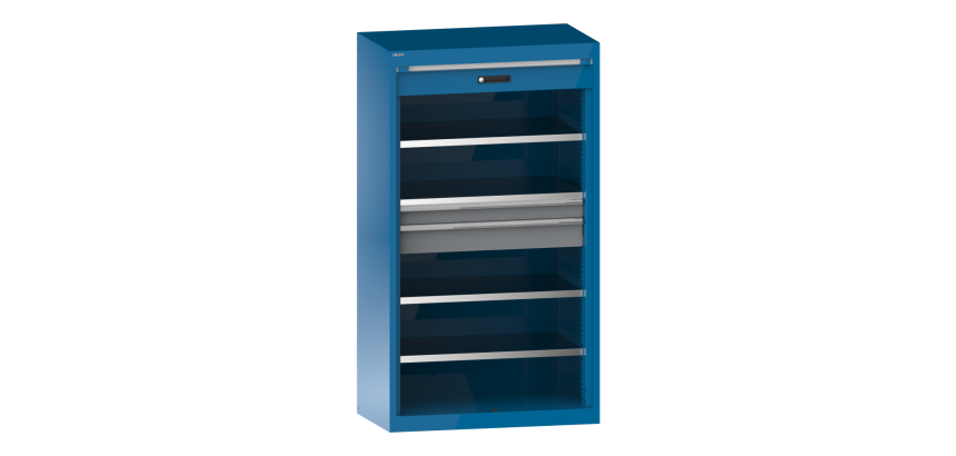 Armoire à charges lourdes avec rideau Lista H 195 x L 1110 x P 64,1 cm 4 étagères, 2 tiroirs Key Lock