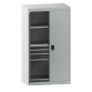 LISTA - Armoire à charges lourdes avec portes battantes en tôle pleine 54x27E (LxPxH) 1100x641x1950mm 2 rayons, 4 tiroirs, 1 rayon extensible KEY Lock Gris clair RAL 7035