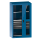 LISTA - Armoire à charges lourdes avec portes battantes à fenêtre transparente 54x27E (LxPxH) 1100x641x1950mm 2 rayons, 4 tiroirs, 1 rayon extensible KEY Lock Bleu clair RAL 5012