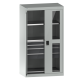 LISTA - Armoire à charges lourdes avec portes battantes à fenêtre transparente 54x27E (LxPxH) 1100x641x1950mm 2 rayons, 4 tiroirs, 1 rayon extensible KEY Lock Gris clair RAL 7035