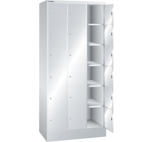 LISTA - Armoire à casiers (LxPxH) 905x500x1995mm 3x6 casiers KEY Lock Gris clair RAL 7035