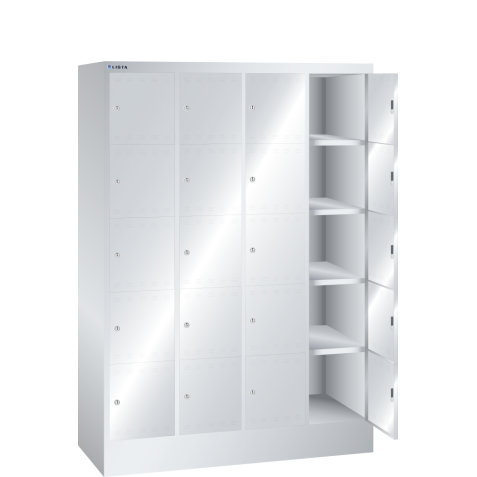 LISTA - Armoire à casiers (LxPxH) 1200x500x1695mm 4x5 casiers KEY Lock Gris clair RAL 7035