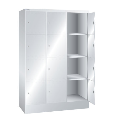LISTA - Armoire à casiers (LxPxH) 1205x500x1795mm 3x4 casiers KEY Lock Gris clair RAL 7035