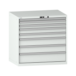 LISTA - Armoire à tiroirs 54x36E (LxPxH) 1023x725x1000mm 8 tiroirs (1x50*/2x75/2x100/2x150/1x200) *75/200kg KEY Lock Gris clair RAL 7035