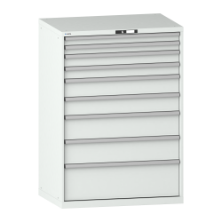 LISTA - Armoire à tiroirs 54x36E (LxPxH) 1023x725x1450mm 9 tiroirs (2x75/2x100/2x150/2x200/1x300) 200kg KEY Lock Gris clair RAL 7035