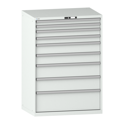 LISTA - Armoire à tiroirs 54x36E (LxPxH) 1023x725x1450mm 9 tiroirs (2x75/2x100/2x150/2x200/1x300) 200kg KEY Lock Gris clair RAL 7035