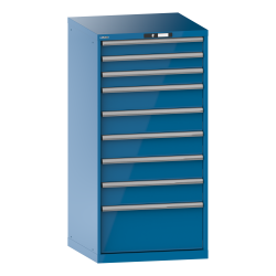 LISTA - Armoire à tiroirs 36x36E (LxPxH) 717x725x1450mm 9 tiroirs (3x100/5x150/1x300) 200kg KEY Lock Bleu clair RAL 5012
