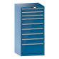 LISTA - Armoire à tiroirs 36x36E (LxPxH) 717x725x1450mm 9 tiroirs (3x100/5x150/1x300) 200kg KEY Lock Bleu clair RAL 5012