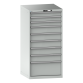 LISTA - Armoire à tiroirs 36x36E (LxPxH) 717x725x1450mm 9 tiroirs (3x100/5x150/1x300) 200kg KEY Lock Gris clair RAL 7035