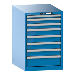LISTA - Armoire à tiroirs 27x36E (LxPxH) 564x725x850mm 8 tiroirs (1x50/2x75/4x100/1x150) 75kg KEY Lock Bleu clair RAL 5012