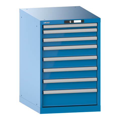 LISTA - Armoire à tiroirs 27x36E (LxPxH) 564x725x850mm 8 tiroirs (1x50/2x75/4x100/1x150) 75kg KEY Lock Bleu clair RAL 5012