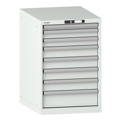 LISTA - Armoire à tiroirs 27x36E (LxPxH) 564x725x850mm 8 tiroirs (1x50/2x75/4x100/1x150) 75kg KEY Lock Gris clair RAL 7035