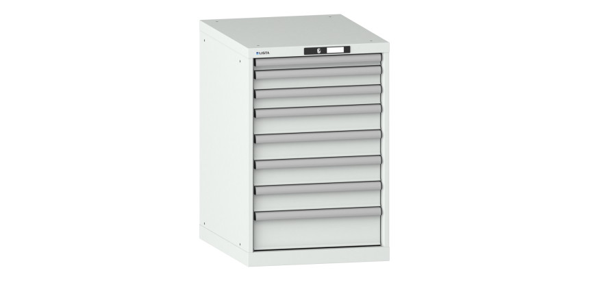 Armoire à tiroirs Lista 27x36E H 85 x L 56,4 x P 72,5 cm 8 tiroirs (1 x 5, 2 x 7,5 x 4 x 10 et 1 x 15 cm) Key Lock