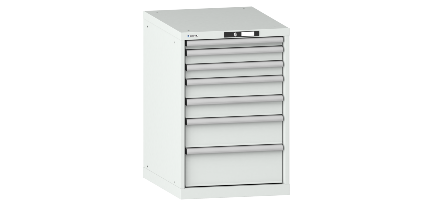 Armoire à tiroirs Lista 27x36E H 85 x L 56,4 x P 72,5 cm 7 tiroirs (1 x 5, 2 x 7,5, 2 x 10, 1 x 15 et 1 x 20 cm) Key Lock