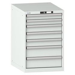 LISTA - Armoire à tiroirs 27x36E (LxPxH) 564x725x850mm 7 tiroirs (2x75/3x100/2x150) 75kg KEY Lock Gris clair RAL 7035