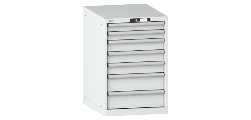 Armoire à tiroirs Lista 27x36E H 85 x L 56,4 x P 72,5 cm 7 tiroirs (2 x 7,5, 3 x 10 et 2 x 15 cm) Key Lock