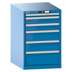 LISTA - Armoire à tiroirs 27x36E (LxPxH) 564x725x850mm 6 tiroirs (1x50/2x100/2x150/1x200) 75kg KEY Lock Bleu clair RAL 5012