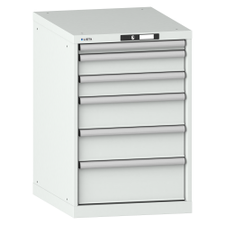 LISTA - Armoire à tiroirs 27x36E (LxPxH) 564x725x850mm 6 tiroirs (1x50/2x100/2x150/1x200) 75kg KEY Lock Gris clair RAL 7035