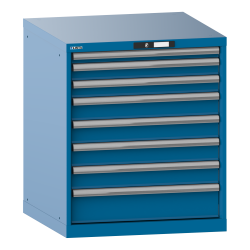 LISTA - Armoire à tiroirs 36x36E (LxPxH) 717x725x850mm 8 tiroirs (1x50/2x75/4x100/1x150) 75kg KEY Lock Bleu clair RAL 5012