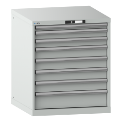LISTA - Armoire à tiroirs 36x36E (LxPxH) 717x725x850mm 8 tiroirs (1x50/2x75/4x100/1x150) 75kg KEY Lock Gris clair RAL 7035